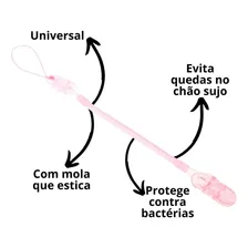 Kit 10 Prendedor Chupeta Modelo Mola Espiral Universal Bebe Cor Rosa Foto mini 2