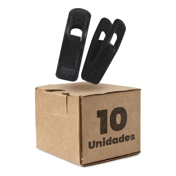 Kit 10 Presilhas De Veludo Para Cabides Prendedor Cor Preta Foto 1