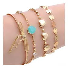 Kit 10 Pulseiras Folheadas Douradas Feminina 21 Cm Foto mini 2