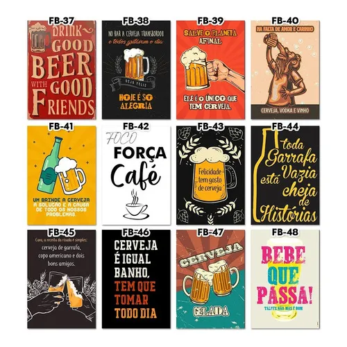 Kit 10 Quadros Placas Decorativas Bar Cerveja Area Gourmet Frases Bebidas Foto 1