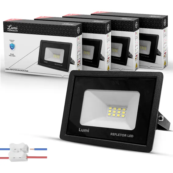 Kit 10 Refletor Led 10w Branco Frio Bivolt Prova D'água Foto 1