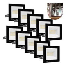 Kit 10 Refletor Led 50w Holofote Bivolt Prova Dágua Luz Frio Carcaça Preto Luz Branco-frio 110v/220v (bivolt) Foto mini 1