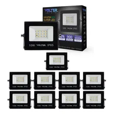 Kit 10 Refletor Led Volter Ecônomico Ip65 10w 6500k Holofote Preto 900lm Luz Branco Frio Foto  mini 1