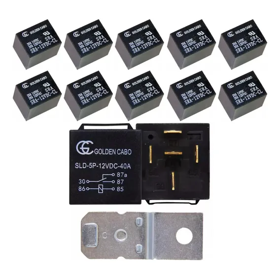 Kit 10 RelĂ©s T74 Golden 5 Pinos 12v 20a Mini RelĂȘ Universal Foto 1