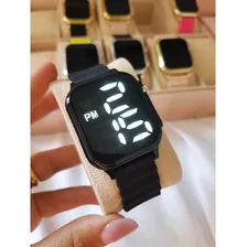 Kit 10 Rel贸gio Digital Masculino Feminino Led Atacad Correia Preto Bisel 10 S贸 Preto Fundo Preto Foto mini 2
