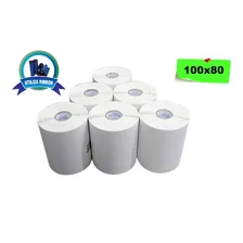 Kit 10 Rls Etiqueta 10x8 100x80 Couche Adesiva + 5 Ribbons Cor Branco Foto mini 4