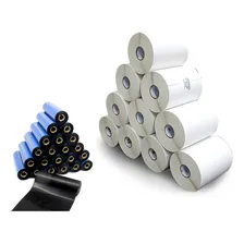 Kit 10 Rls Etiqueta 10x8 100x80 Couche Adesiva + 5 Ribbons Cor Branco Foto  mini 1