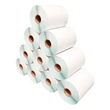 Kit 10 Rolo Etiqueta Couche 100x90 Elgin, L42, Argox, Zebra Cor Branco Foto mini 1