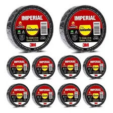 Kit 10 Rolos De Fita Isolante 3m Imperial 10 Metros - 3m Cor Preto Foto  mini 1