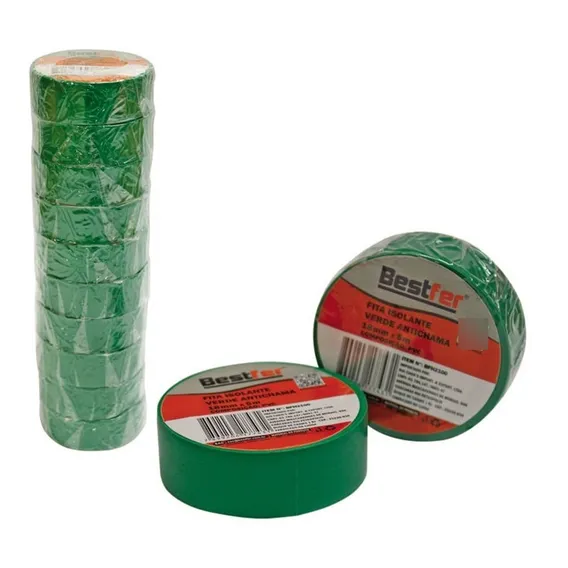 Kit 10 Rolos De Fita Isolante Anti Chama 18mm X 5m Cores Cor Verde Foto 1