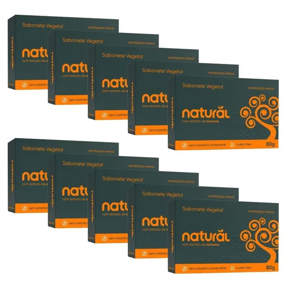 Kit 10 Sabonete Suavetex Natural Com Extrato De Cúrcuma 80g Foto 1