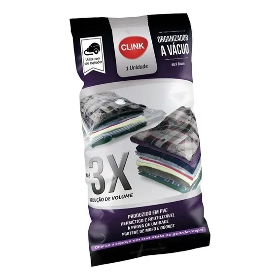 Kit 10 Saco Organizador VĂĄcuo Edredom Cobertor Roupa 60x80cm Foto 1