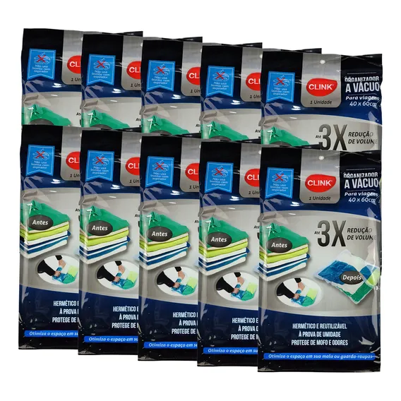 Kit 10 Saco Vácuo Protetor Organizador Roupa Edredom 40x60cm Foto 1
