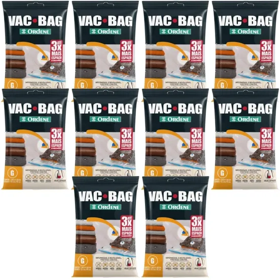 Kit 10 Saco Vácuo Vac Bag Ordene Grande 55x90 Protetor Roupa Foto 1