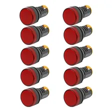 Kit 10 Sinaleiro Led Ad22 22mm 220v Vermelho Stark Foto mini 1