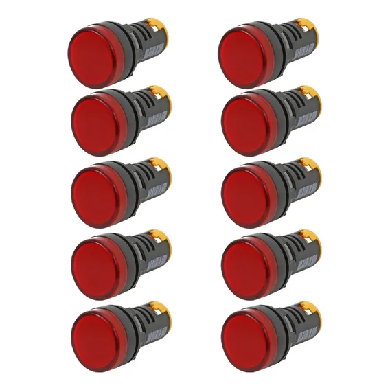Kit 10 Sinaleiro Led Ad22 22mm 220v Vermelho Stark Foto 1