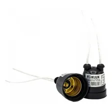 Kit 10 Soquete Bocal Lampada E27 Com Rabicho Plastico Preto Foto mini 4