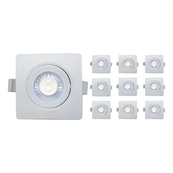 Kit 10 Spot Led 5w 6500k Quadrado Direcionavel Foto 1