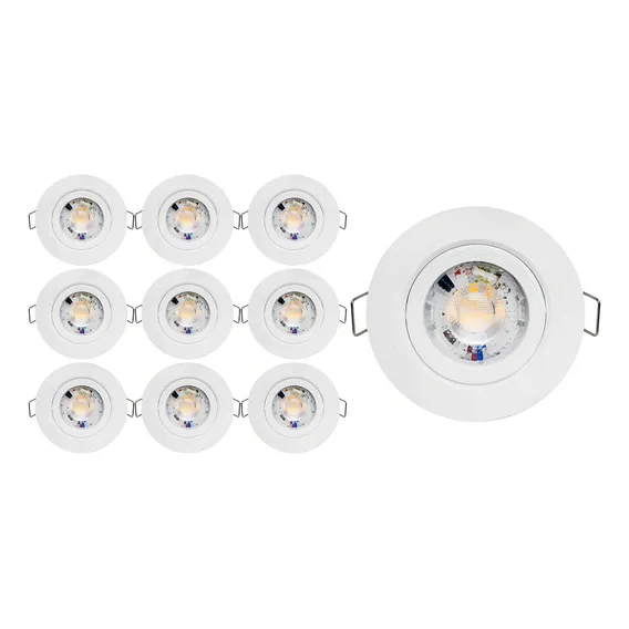 Kit 10 Spot Led 7w 3000k Branco Quente Redondo Direcionavel Foto 1