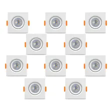 Kit 10 Spot Led Cob Direcionavel Quadrado 5w Branco Forte Branco Quente Foto  mini 1