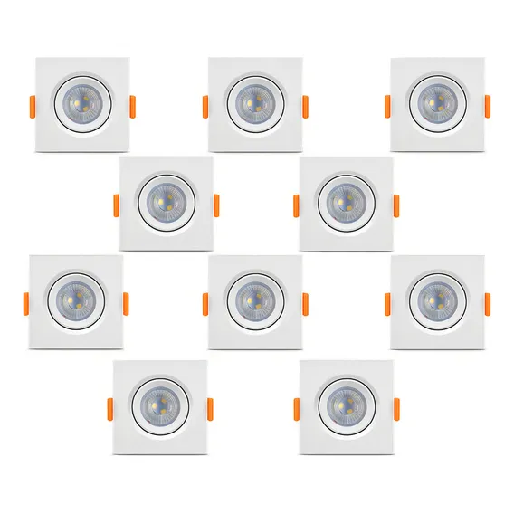 Kit 10 Spot Led Cob Direcionavel Quadrado 5w Branco Forte Branco Quente Foto 1