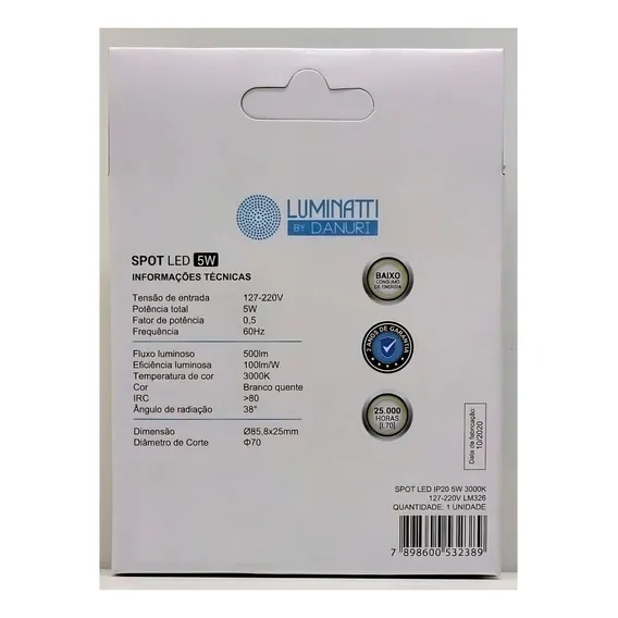 Kit 10 Spot Led De Embutir Luminatti Redondo 5w 3000k Bivolt Foto 1