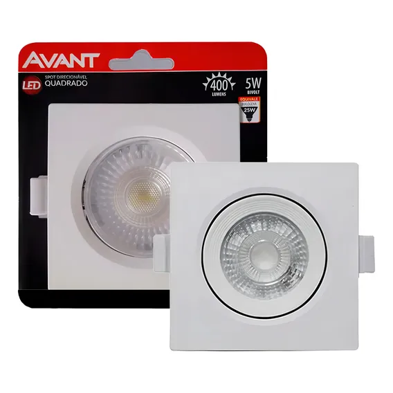 Kit 10 Spot Led Quadrado Embutir 5w Branco Frio 6500k Avant Bivolt Foto 1