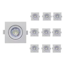 Kit 10 Spot Led Quadrado Embutir Direcionável 3w Frio 6000k Foto mini 1
