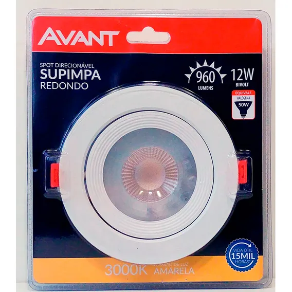 Kit 10 Spot Led Redondo Embutir 12w Luz Branco Quente 3000k Foto 1