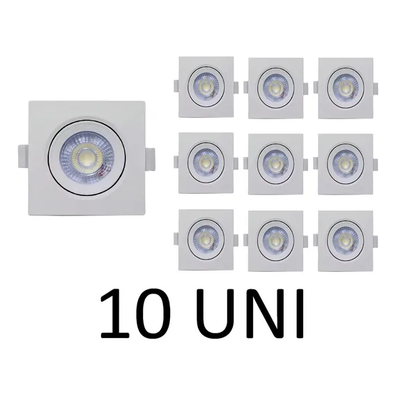 Kit 10 Spot Quadrado Smd Led 5w Direcionavel Embutir Foto 1