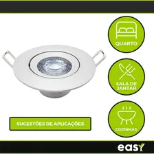 Kit 10 Spots Led 7w Embutir 6500k Branco Frio Redondo Easy 100V/240V Foto mini 4