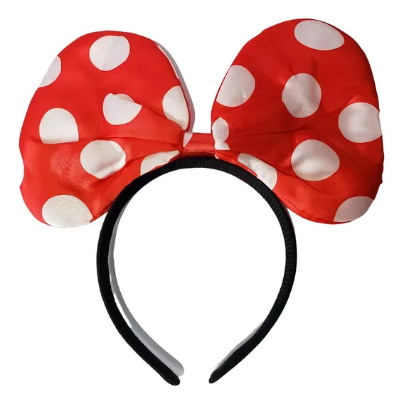 Kit 10 Tiara Minnie Cetim Vermelho Com Bolinha Branca Foto 1