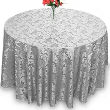 Kit 10 Toalha De Mesa Redonda Jacquard Cinza 8 Lugares Festa Foto  mini 1