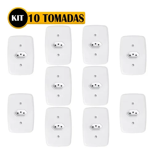 Kit 10 Tomadas 20a 4x2 Placa Espelho Embutir Pluzie Ideale Cor Branco Foto 1