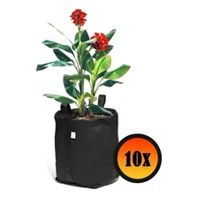 Kit 10 Vasos De Flores 15 Litros Feltro Com Alças King Pot Cor Preto Foto  mini 1