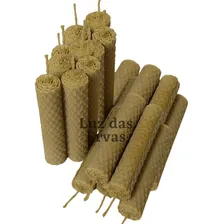 Kit 10 Velas Artesanais Em Cera De Abelha 100% Natural 10 Cm Cor Marrom-claro Foto mini 3