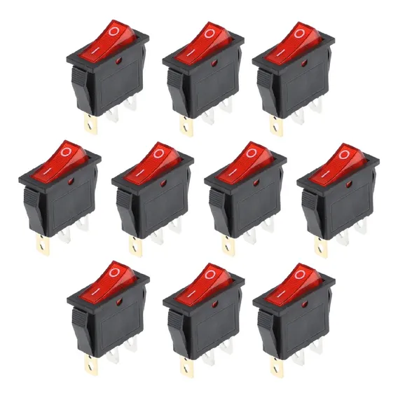 Kit 10 X Chave Gangorra On/off Kcd3-102n 3t 15a/20a Vermelha Foto 1