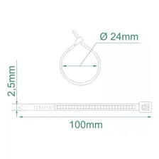 Kit 100 Abraçadeira Nylon 3x100mm Branca Organizadora Info Foto mini 4