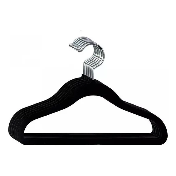 Kit 100 Cabide De Veludo Infantil Ultrafino Slim Preto Foto 1