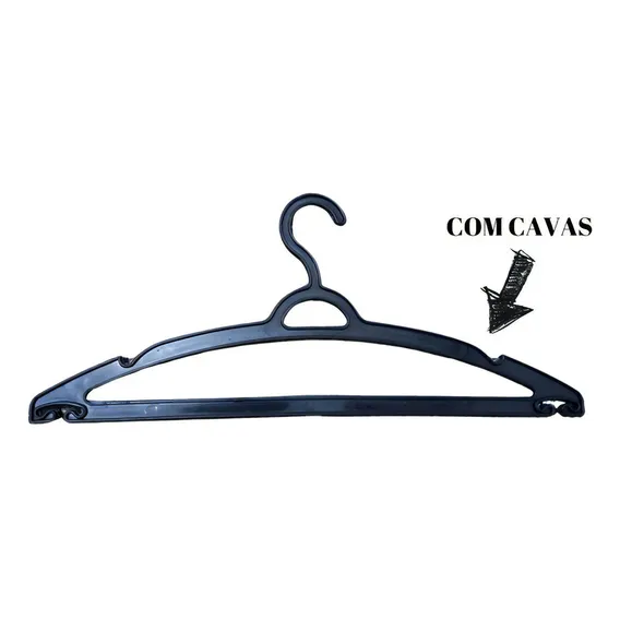 Kit 100 Cabides Adulto Cabide Preto Adulto Cabide Com Cavas Foto 1