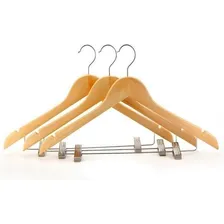 Kit 100 Cabides Madeira Nobre Marfim + Presilhas Foto mini  2