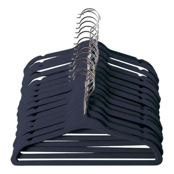 Kit 100 Cabides Veludo Infantil Slim Ultrafino Preto Foto 1