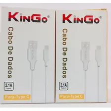 Kit 100 Cabo Dados Carga Kingo Type C 1m 2.1a Atacado Cor Branco Foto mini 4