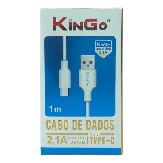 Kit 100 Cabo Dados Carga Kingo Type C 1m 2.1a Atacado Cor Branco Foto 1