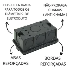 Kit 100 Caixas De Luz 4x2 Preta Caixinha Anti Chmas D/parede Foto mini 2