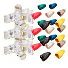 Kit 100 Capas Rj45 E 100 Rj45 Macho Cat5e Cabo Rede Cor Mista Foto mini 2