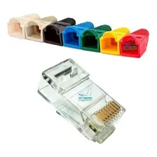 Kit 100 Capas Rj45 E 100 Rj45 Macho Cat5e Cabo Rede Cor Mista Foto mini 1