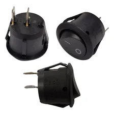 Kit 100 Chave Gangorra Redonda On/off 6a 250v 2t Preta Foto mini 3
