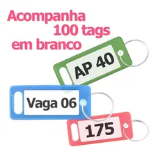 Kit 100 Chaveiros Organizadores De Chaves Com Etiquetas Cor Sortidas Foto mini 2