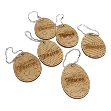 Kit 100 Chaveiros Páscoa Ovos Lembrancinha Mdf Com Corrente Foto mini 2